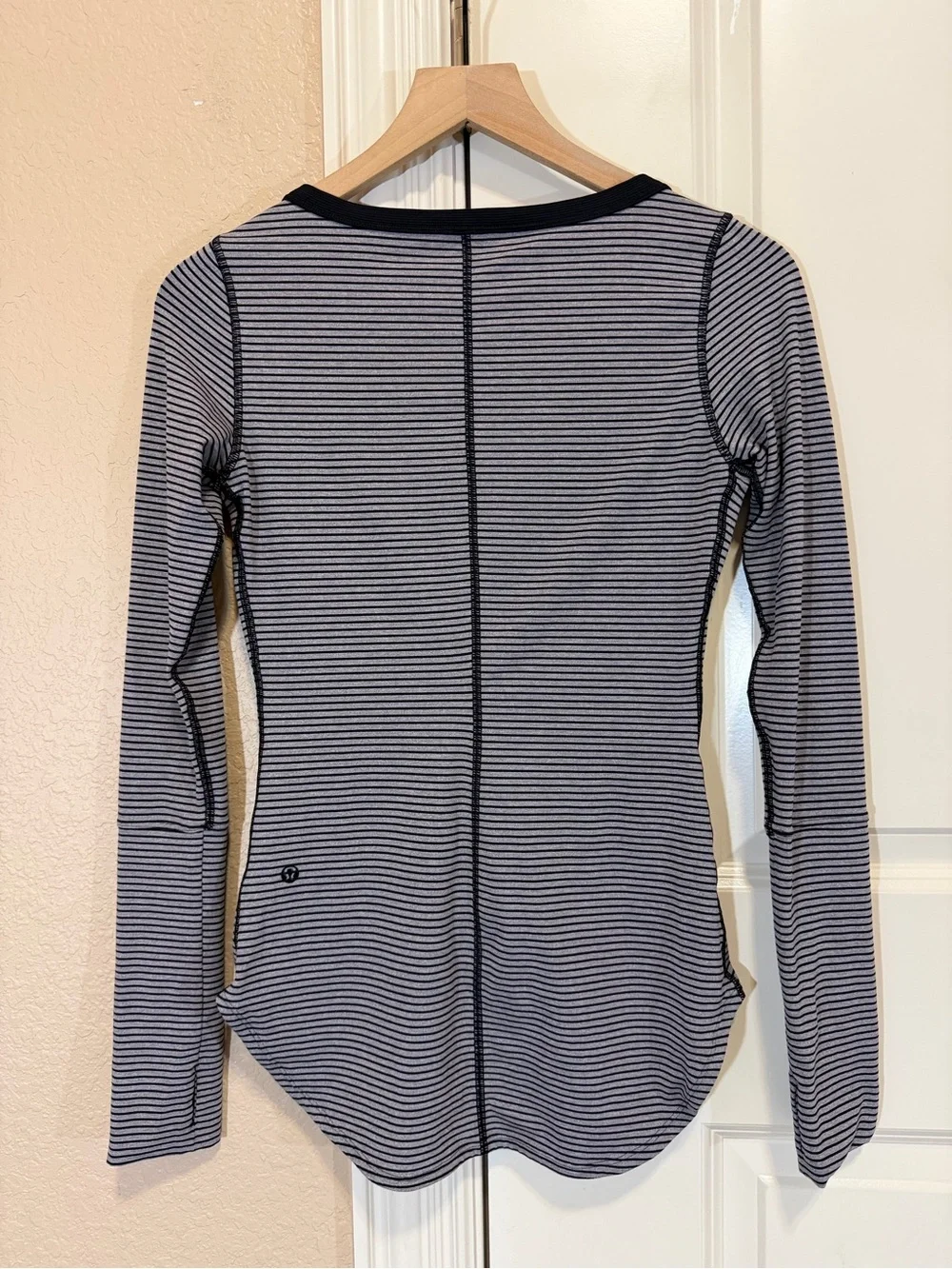 Lululemon Awesoma Henley Hyper Stripe Black Heathered Slate